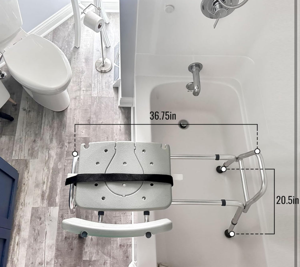 Tub Transfer Bench and Shower Chair, Adjustable Seat Height Holds Weight up to 400 L