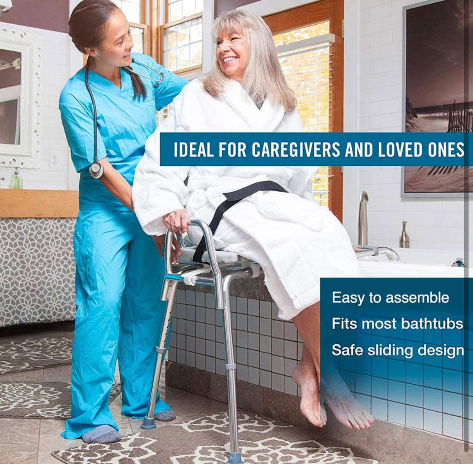 Tub Transfer Bench and Shower Chair, Adjustable Seat Height Holds Weight up to 400 L