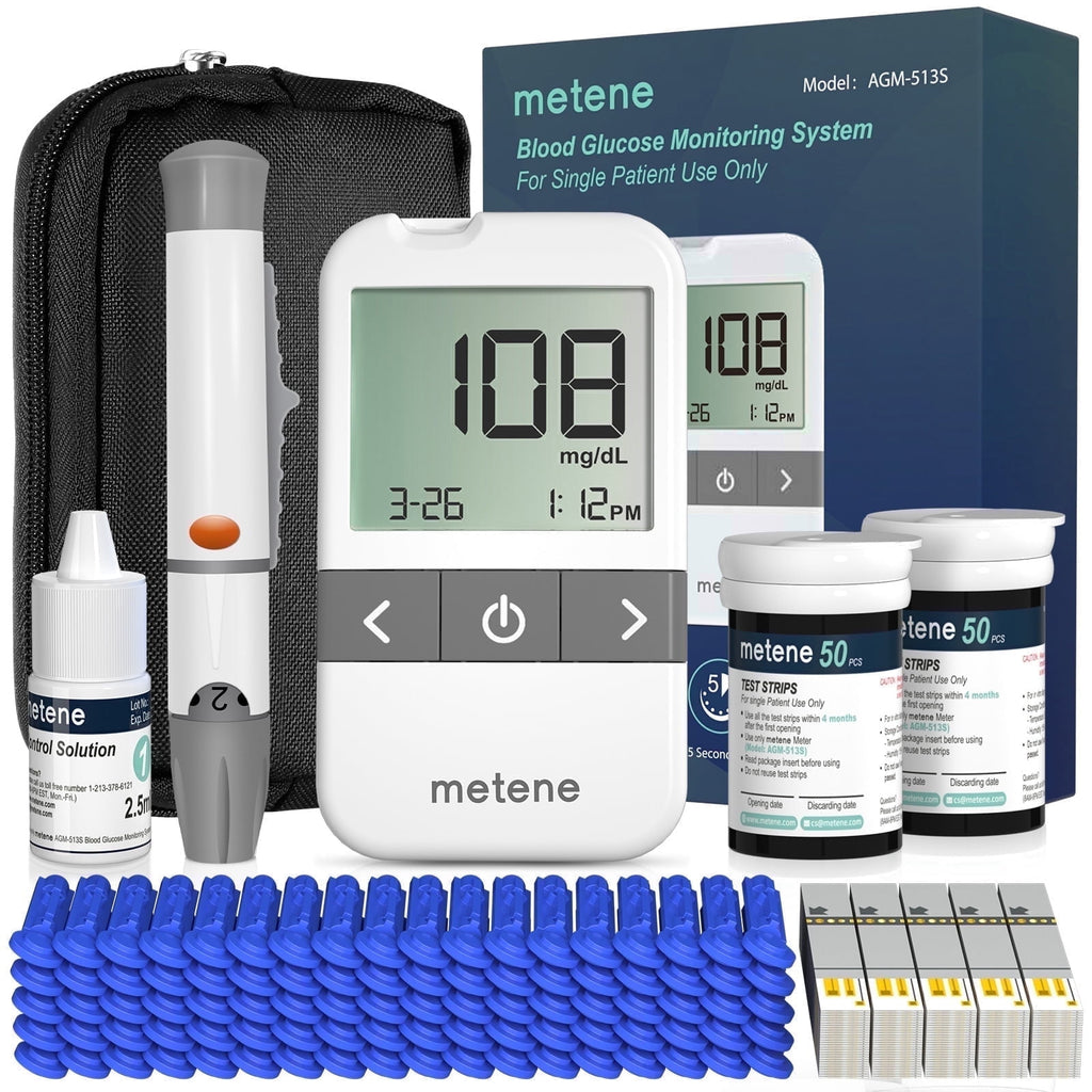 AGM-513S Complete Blood Glucose Monitoring Kit - Accurate, Fast Results with 100 Test Strips and Lancets