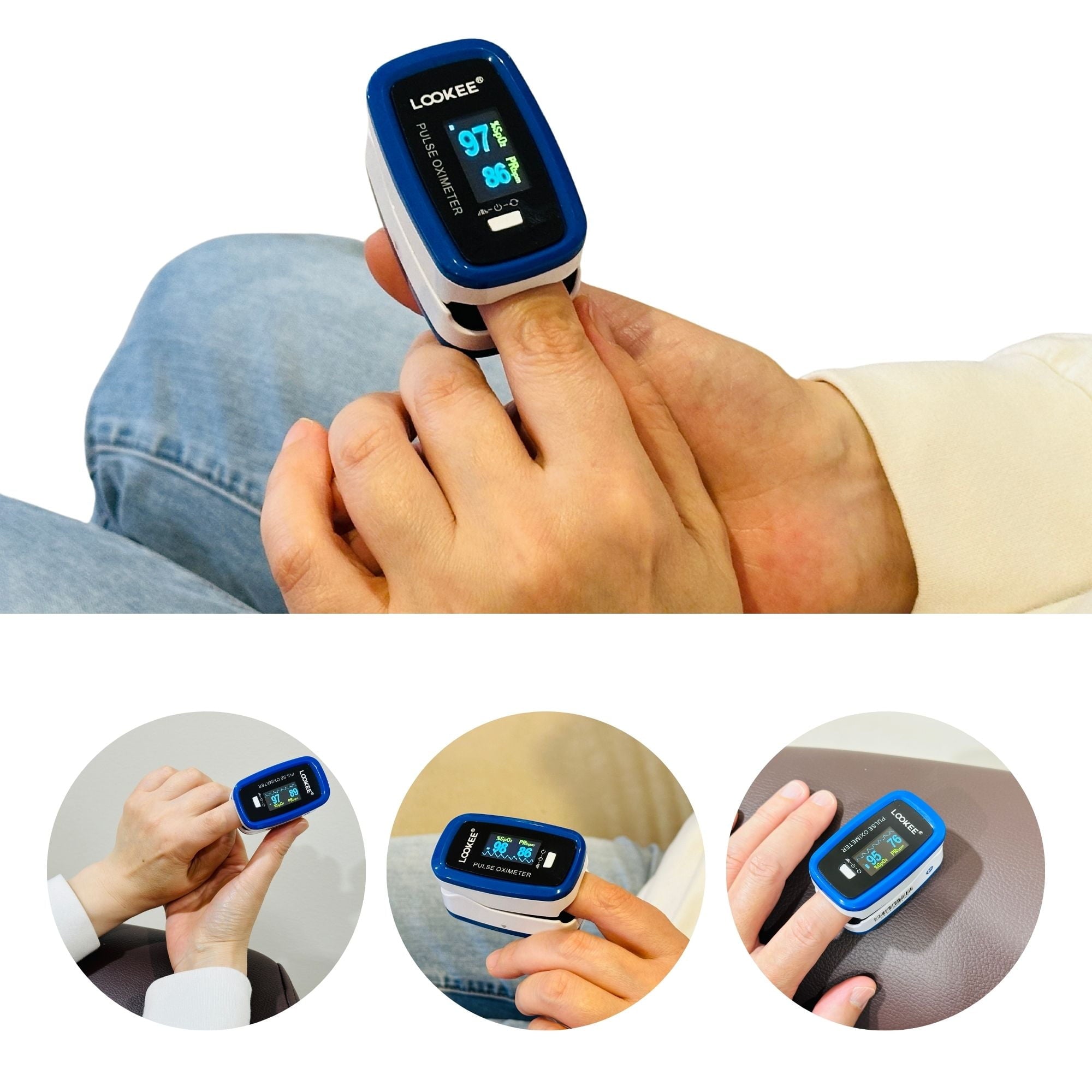 Experience Unmatched Precision with the LOOKEE Premium Fingertip Pulse Oximeter | FSA/HSA Eligible Oxygen Monitor with Auto-Rotate OLED Display & Essential Accessories Included