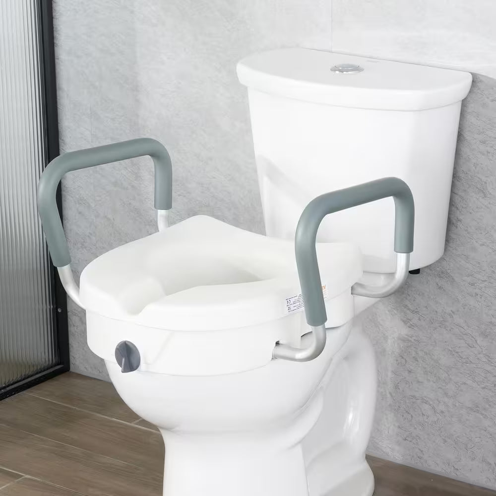 Elevate Your Comfort with Our 5-Inch Raised Round Toilet Seat - Supports Up to 350 lbs in Classic White