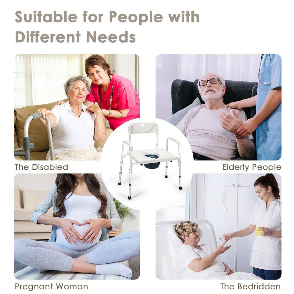 Versatile 3-In-1 Portable Commode: Adjustable Height & Comfortable Design for Home Care