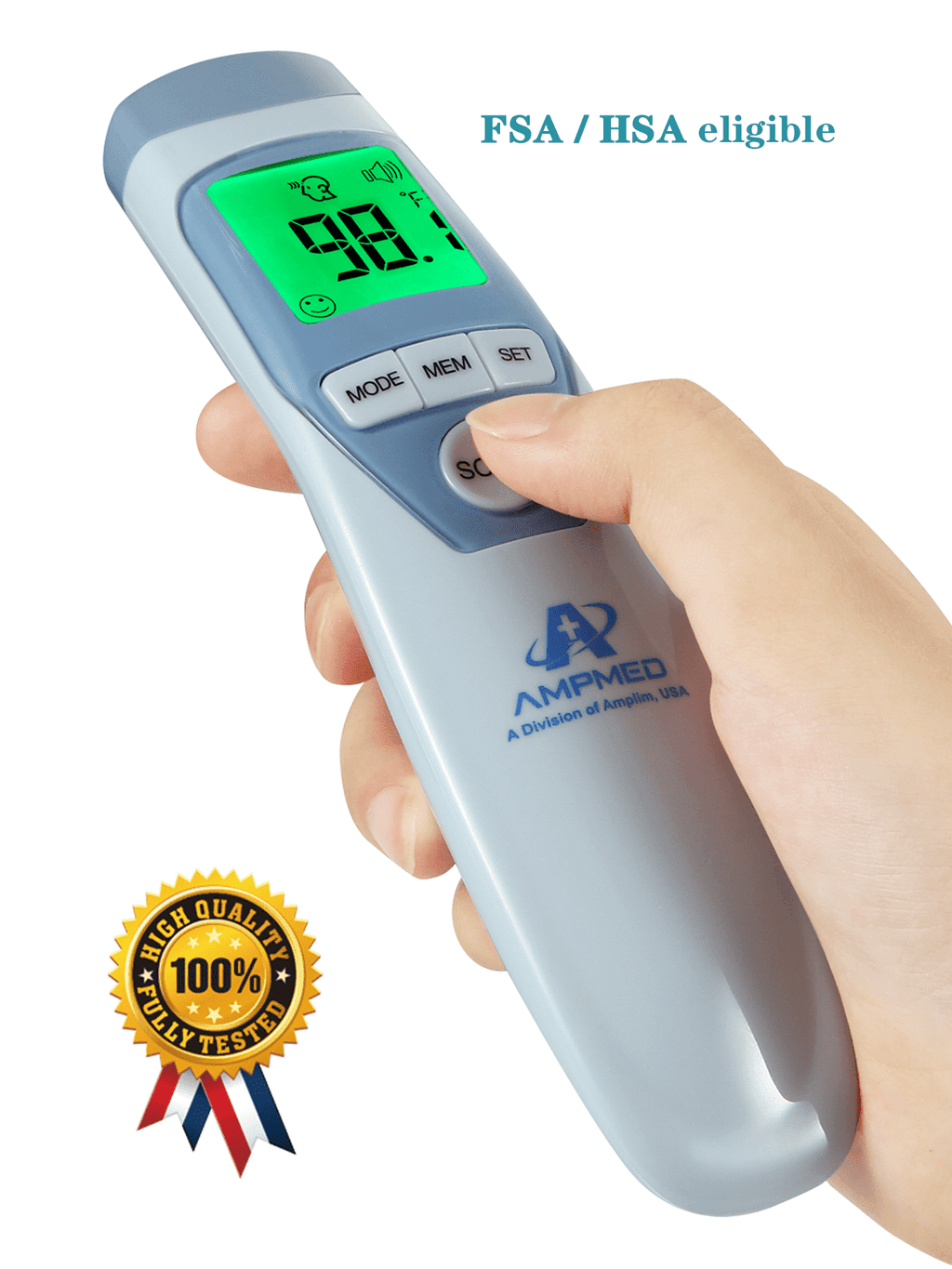 Reliable Non-Contact Digital Thermometer for All Ages - Instant Fever Readings for Adults, Infants, and Kids - FSA HSA Approved