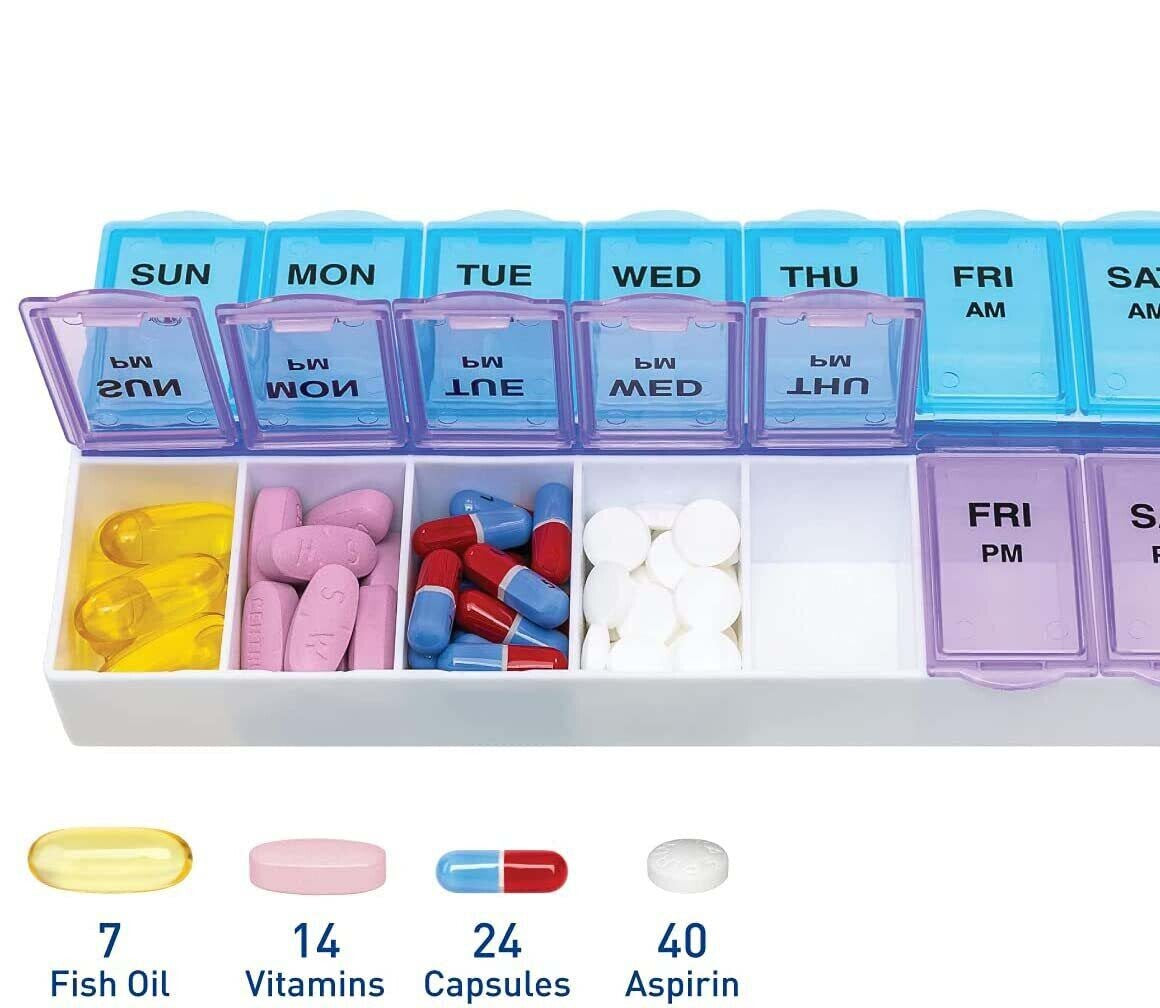 Ultimate 7-Day Pill Organizer: Stylish and Functional AM/PM Dispenser for Easy Medication Management