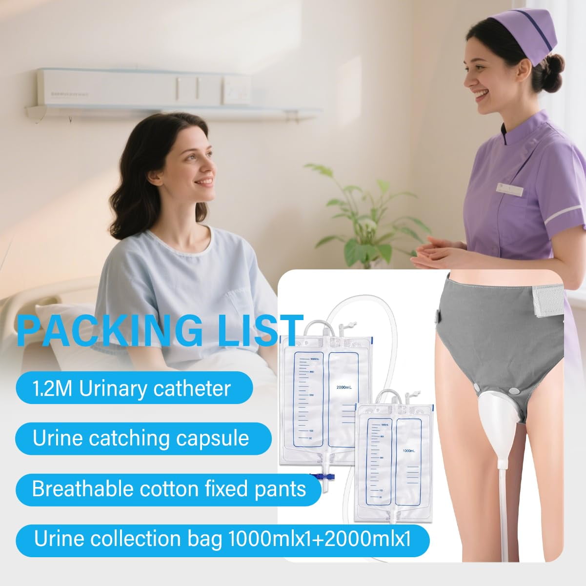 Ultimate Comfort Catheter System for Women - Reusable Silicone Urinal with Adjustable Breathable Pants and Two Size Options for Maximum Flexibility