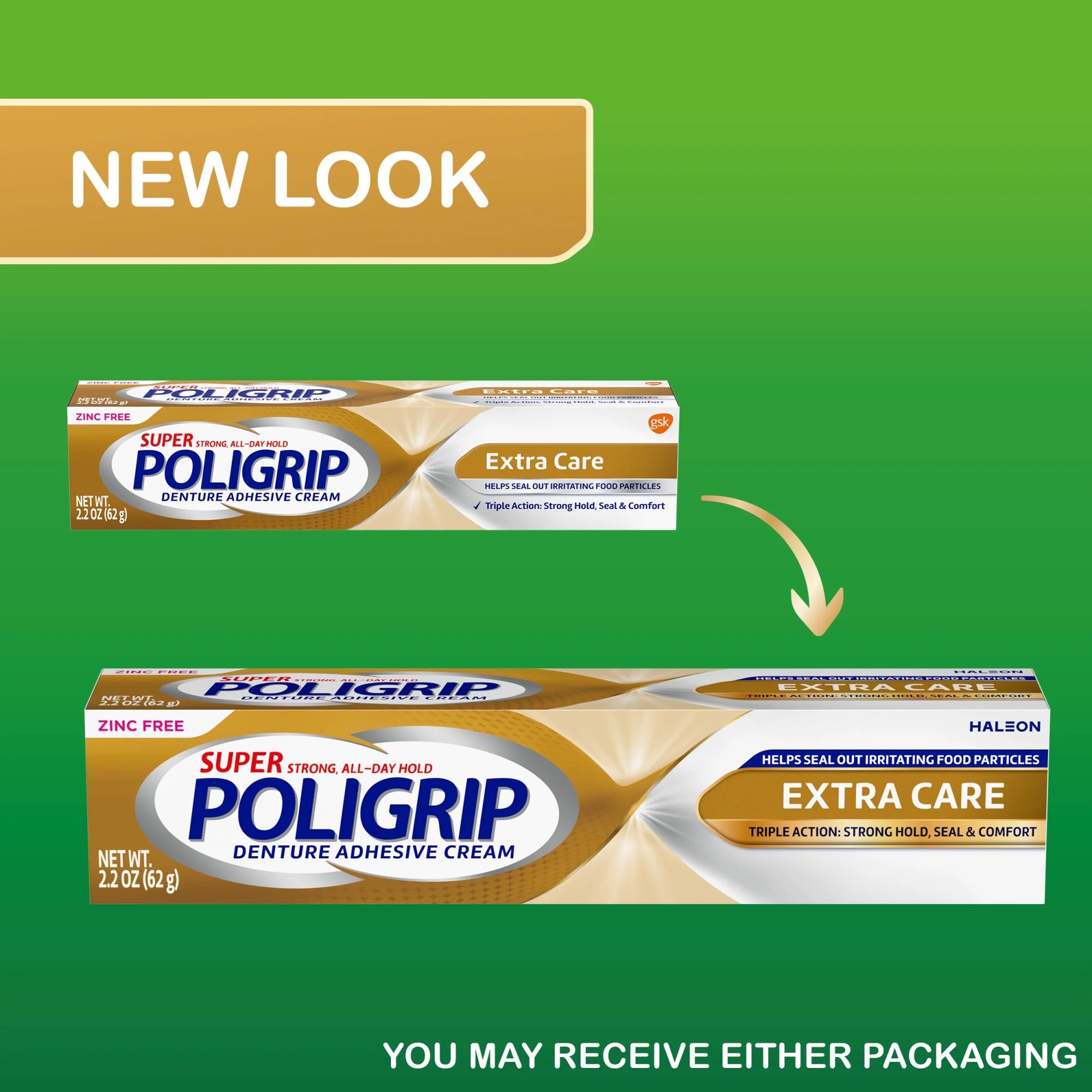 Experience Unmatched Comfort with Extra Care Denture and Partials Adhesive Cream - 3 Pack of 2.2 Oz Tubes for All-Day Hold