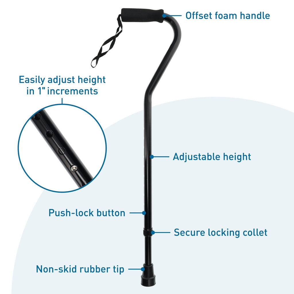 Offset Cane, Aluminum, Adjustable Height