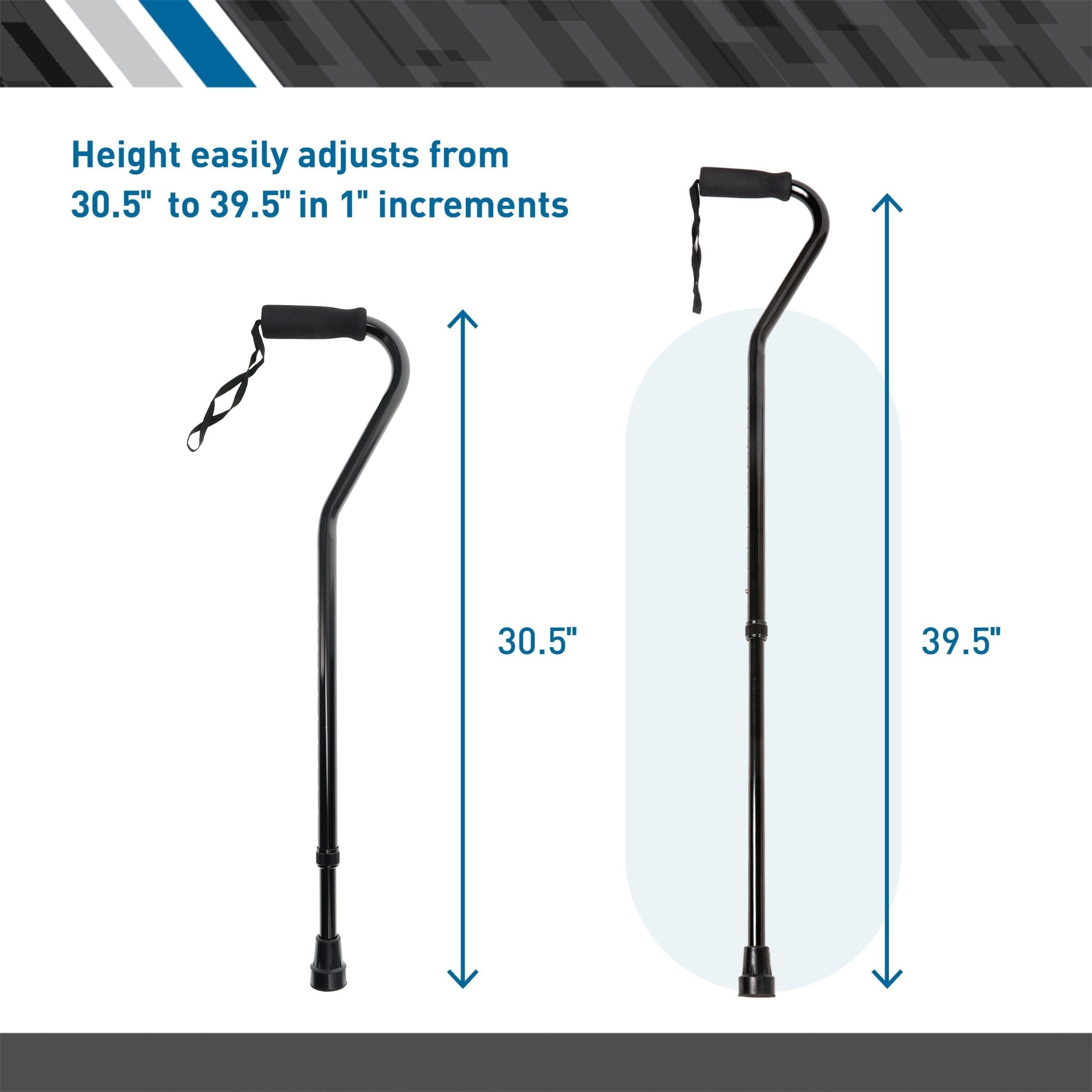 Offset Cane, Aluminum, Adjustable Height