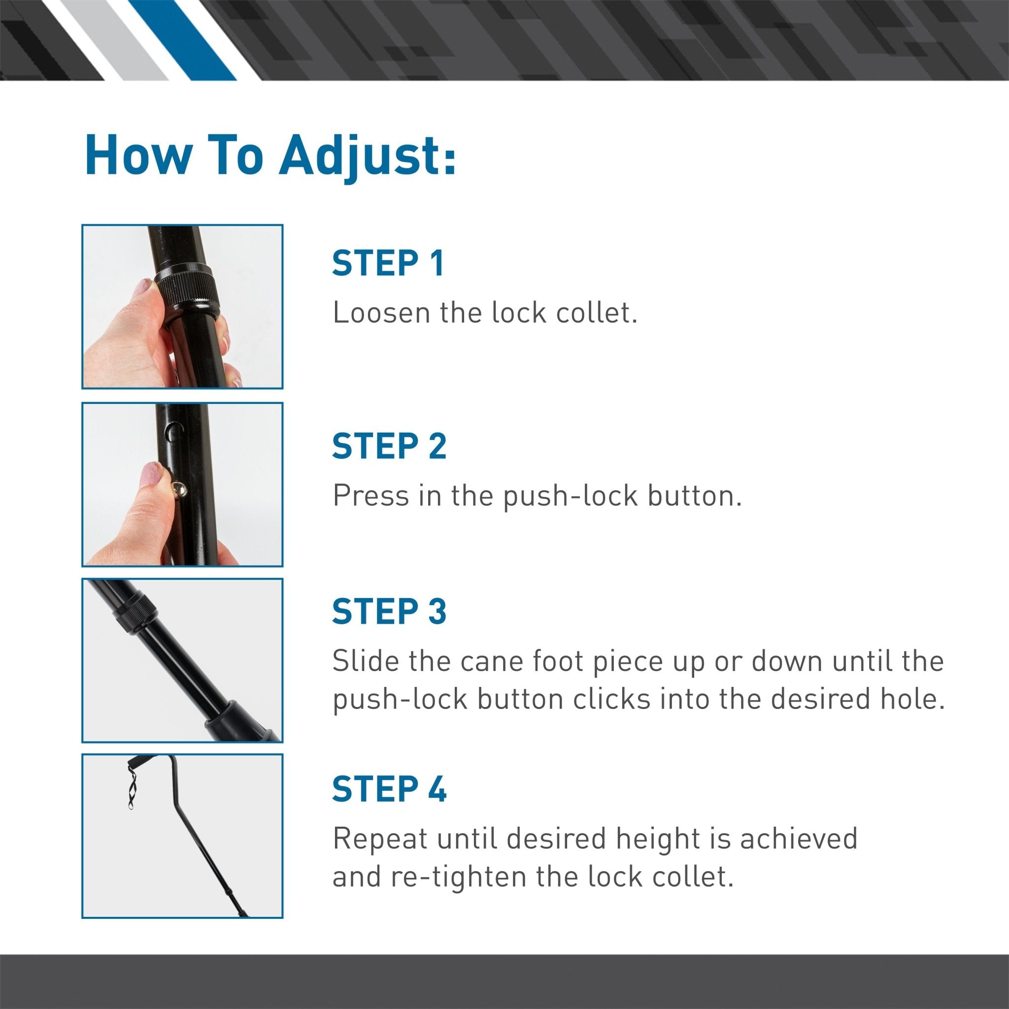 Offset Cane, Aluminum, Adjustable Height