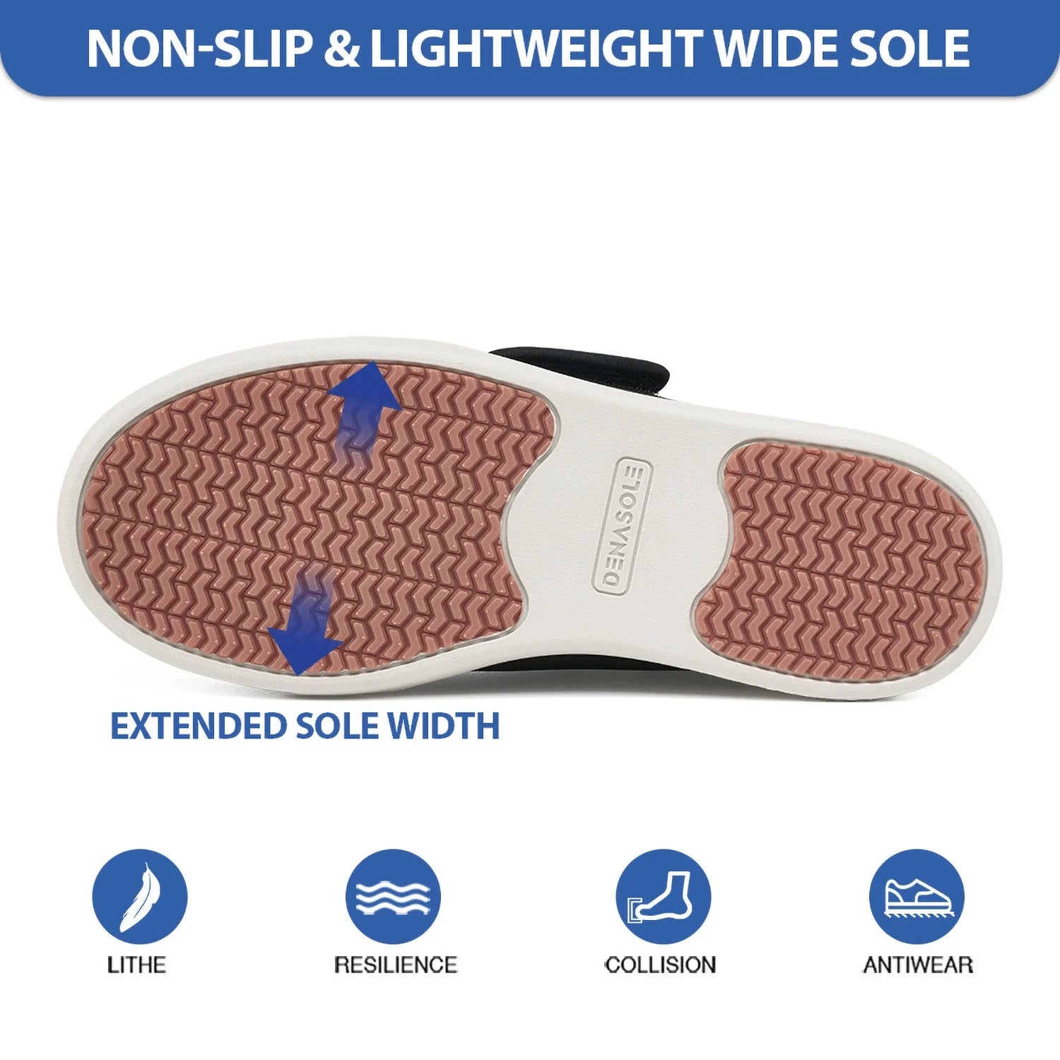 Men's Extra Wide Walking Shoes with Adjustable Closure and Arch Support