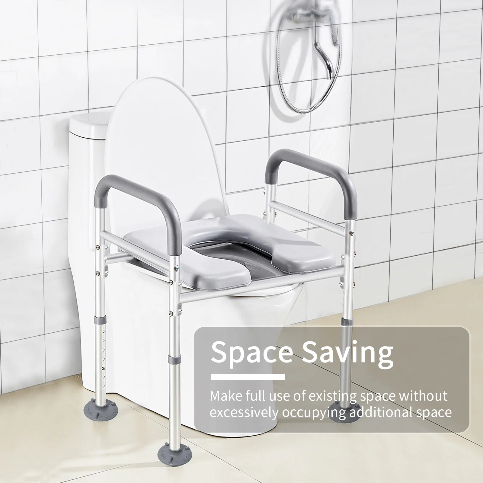 Premium Adjustable Raised Toilet Seat with Comfort Handles - Supports Up to 450lbs for Seniors and Disabled Individuals