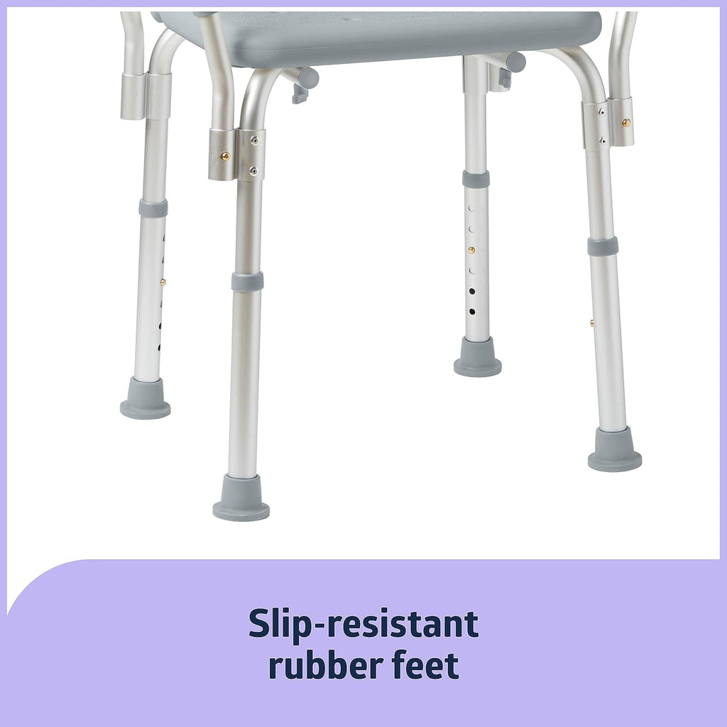 Experience Ultimate Comfort and Safety with Our Adjustable Shower Chair - 350 Lb Capacity, Backrest & Padded Armrests