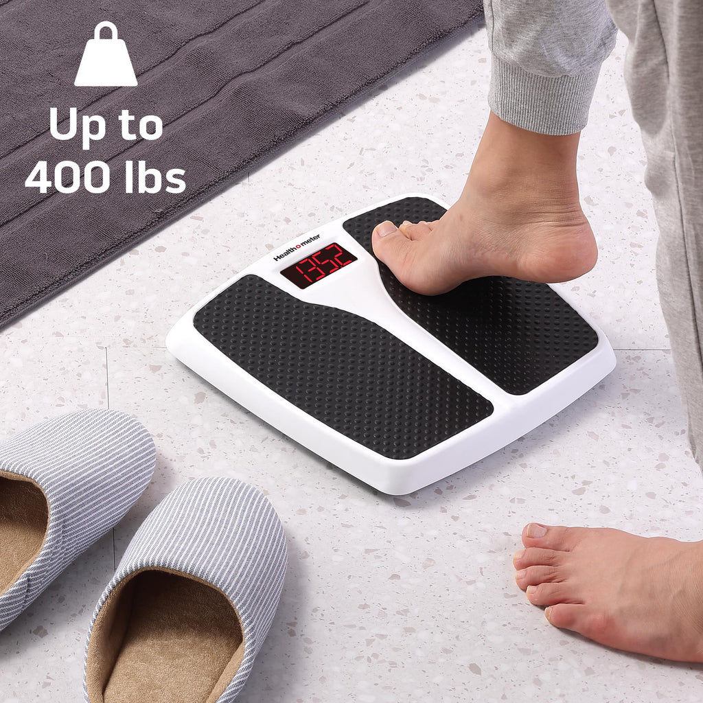 Precision Split Mat Digital Scale - 400 lbs Capacity with Bright LED Display in Elegant Black and White