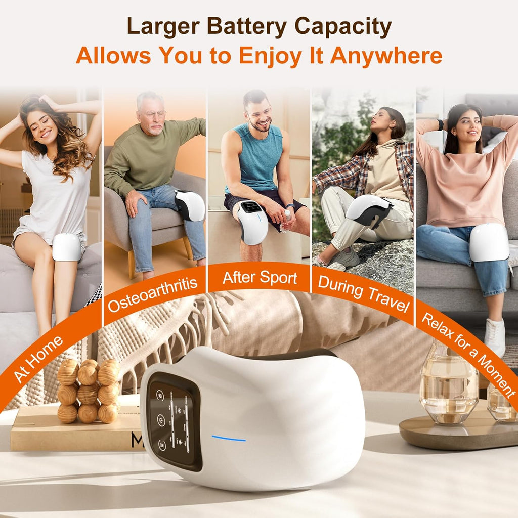 Ultimate Cordless Knee Massager with LED Display - Experience Infrared Heat and Vibrating Relief for Stiff Joints, Swelling, and Muscle Injuries - Perfect for Home, Office, and Travel