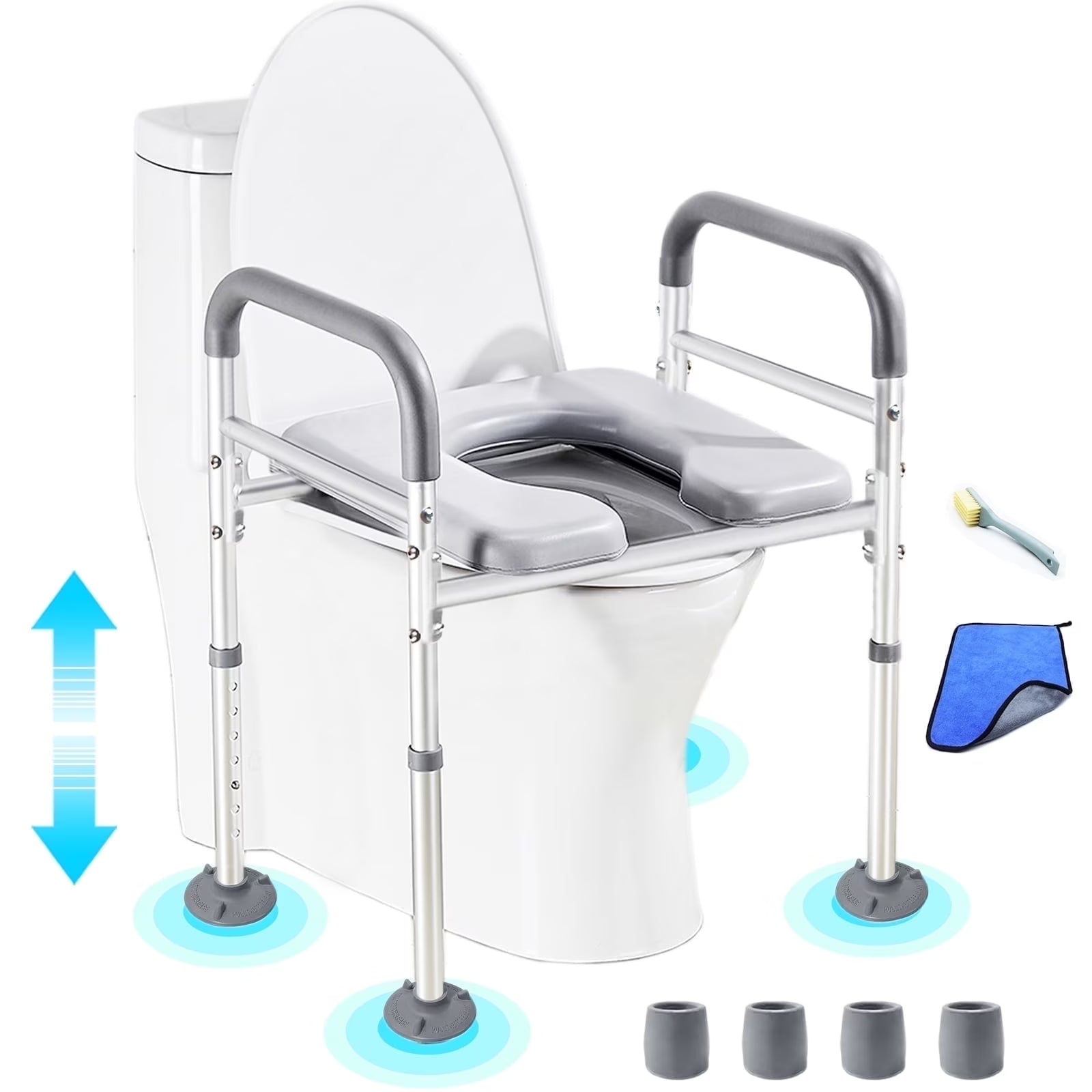 Premium Adjustable Raised Toilet Seat with Comfort Handles - Supports Up to 450lbs for Seniors and Disabled Individuals