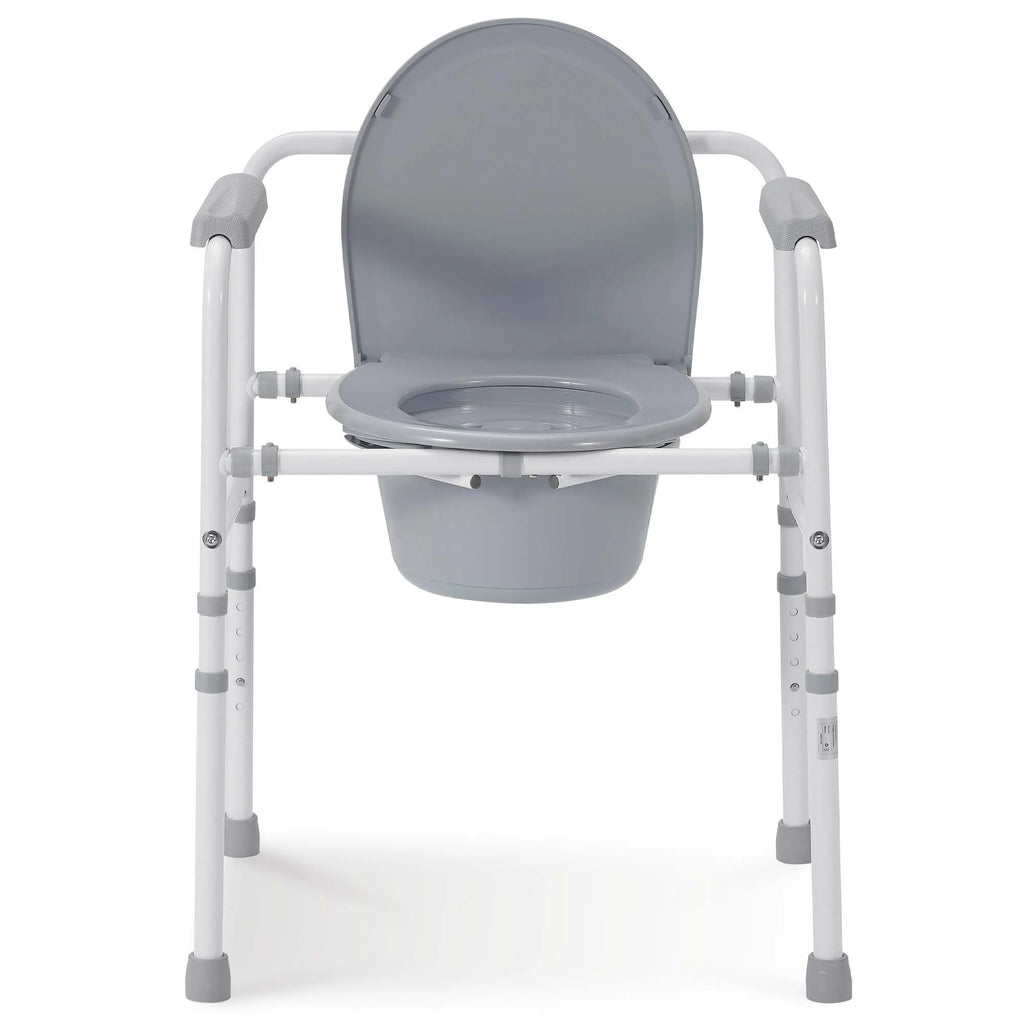 3-In-1 Medical Bedside Commode for Seniors, Portable Toilet Raised Seat, Steel Frame 300 Lb. Weight Capacity