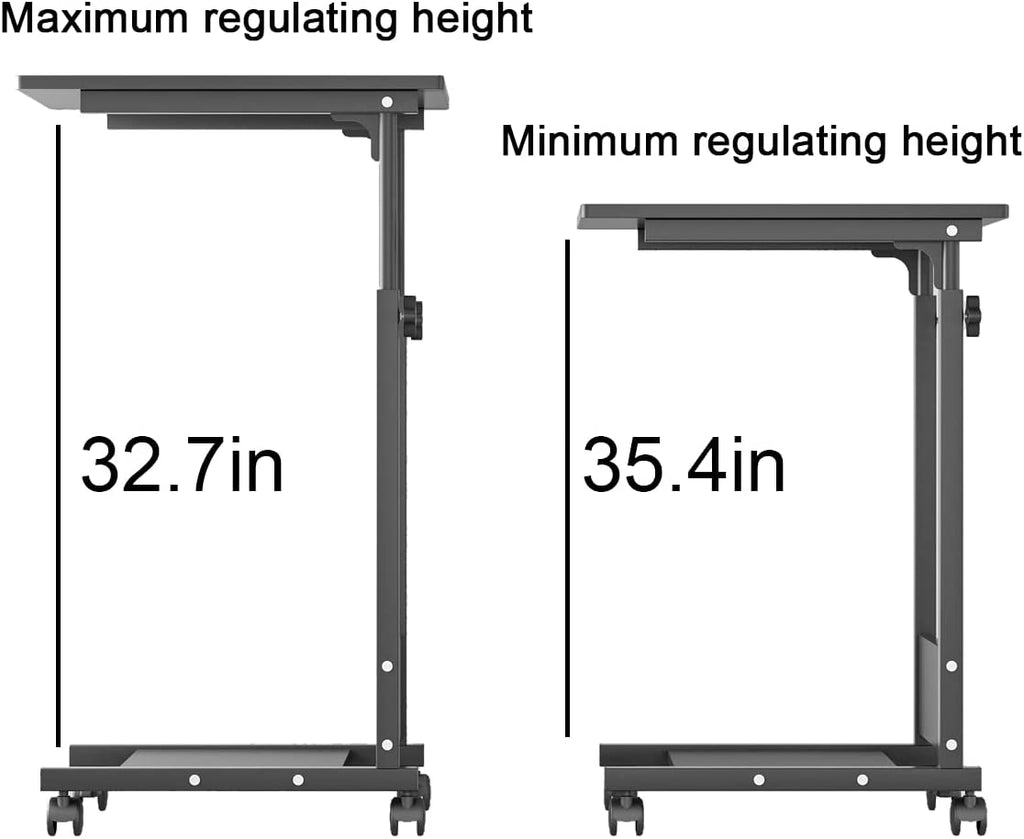 Versatile Adjustable Height C Table with Wheels - Perfect for Sofa Side, Bedside, or Mobile Desk Use