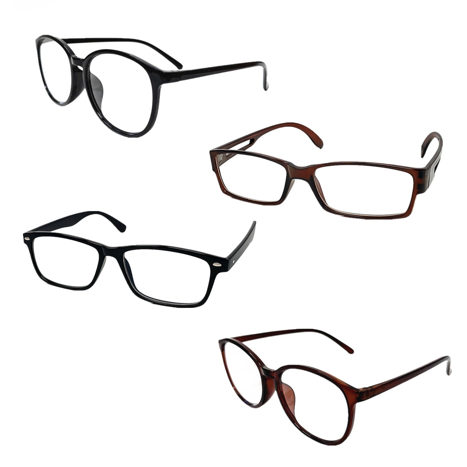 2-Pack Unisex Reading Glasses for Men and Women - Square and Round Frames, +3.50 Magnification