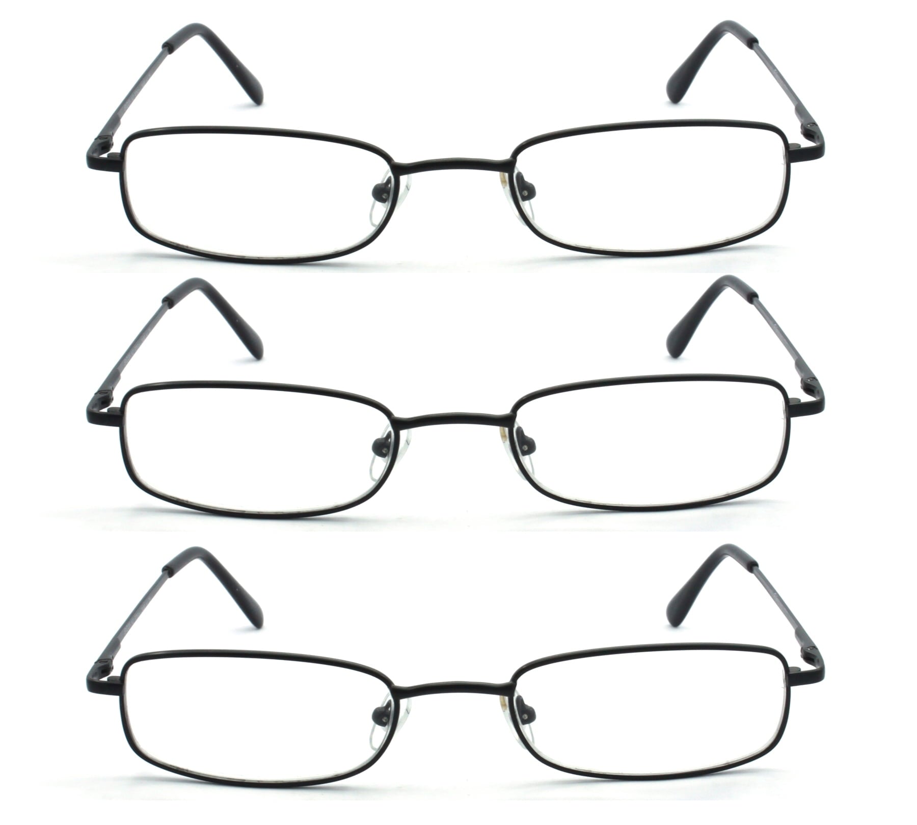 Elevate Your Reading Experience with EYE ZOOM Classic Rectangular Metal Reading Glasses - Stylish and Comfortable +1.00 Strength, Pack of 3 in Sleek Black