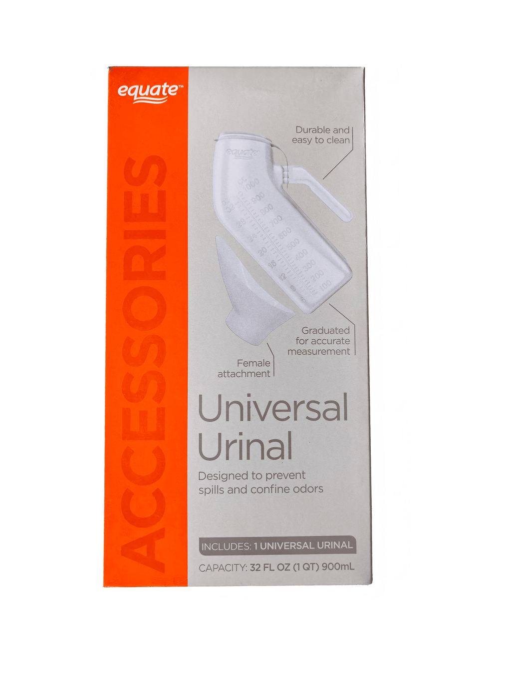 Equate Universal Urinal with Female Attachment - 32 Fl Oz (1 Qt) for Reliable Waste Management
