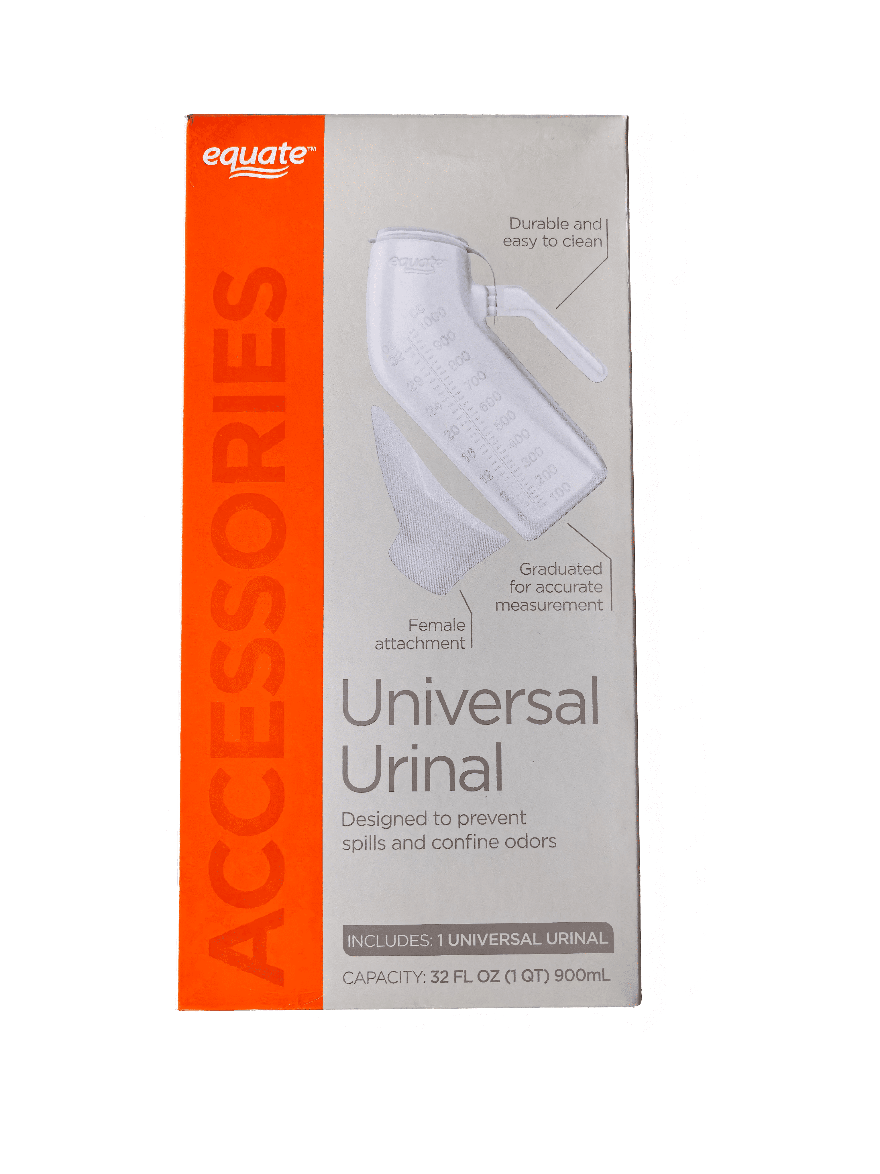 Equate Universal Urinal with Female Attachment - 32 Fl Oz (1 Qt) for Reliable Waste Management