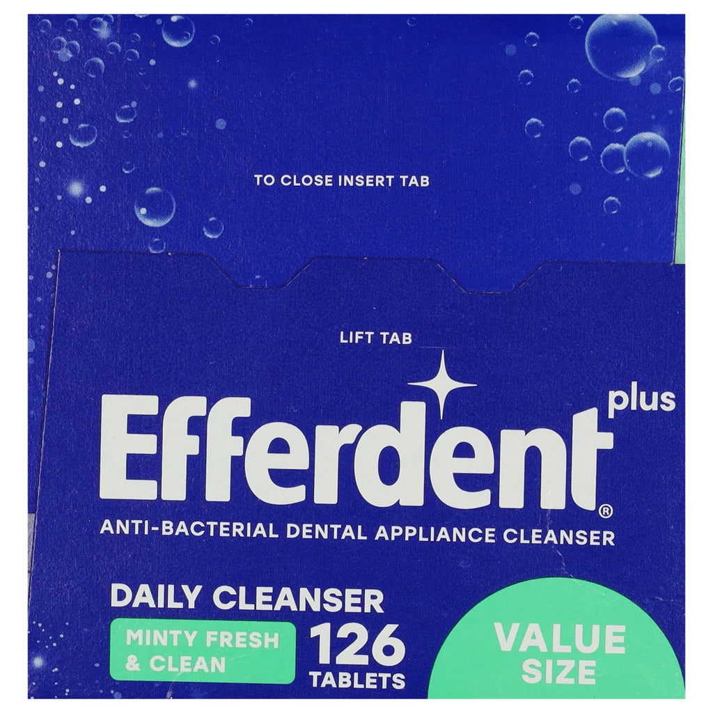 Efferdent Minty Fresh & Clean Retainer & Denture Cleaner Tablets - 126 Count for Ultimate Freshness and Odor Control