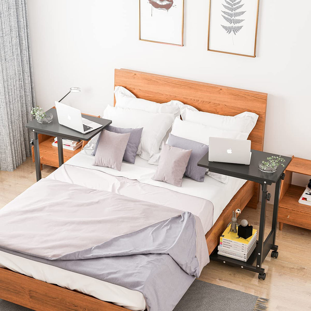 Versatile Adjustable Height C Table with Wheels - Perfect for Sofa Side, Bedside, or Mobile Desk Use