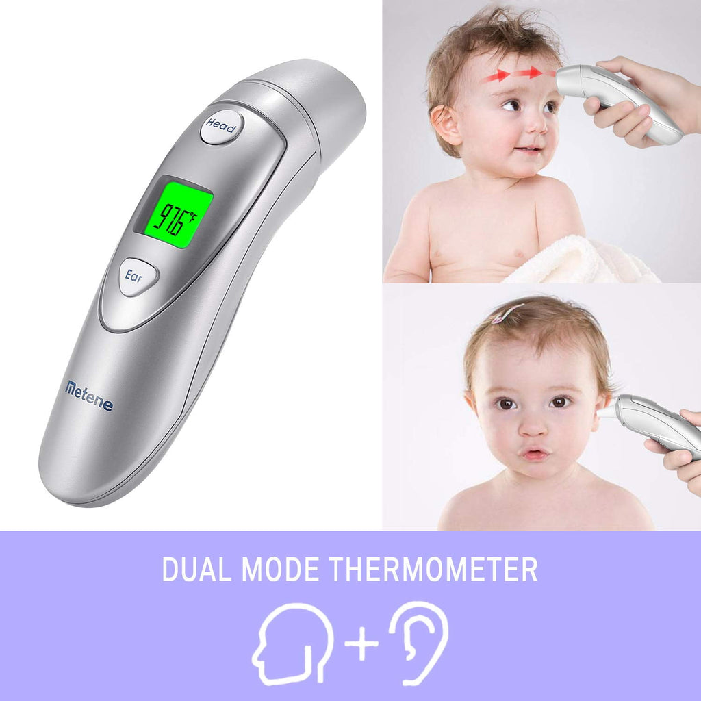 Metene Infrared Digital Thermometer - Quick and Accurate Forehead and Ear Temperature Reading for All Ages