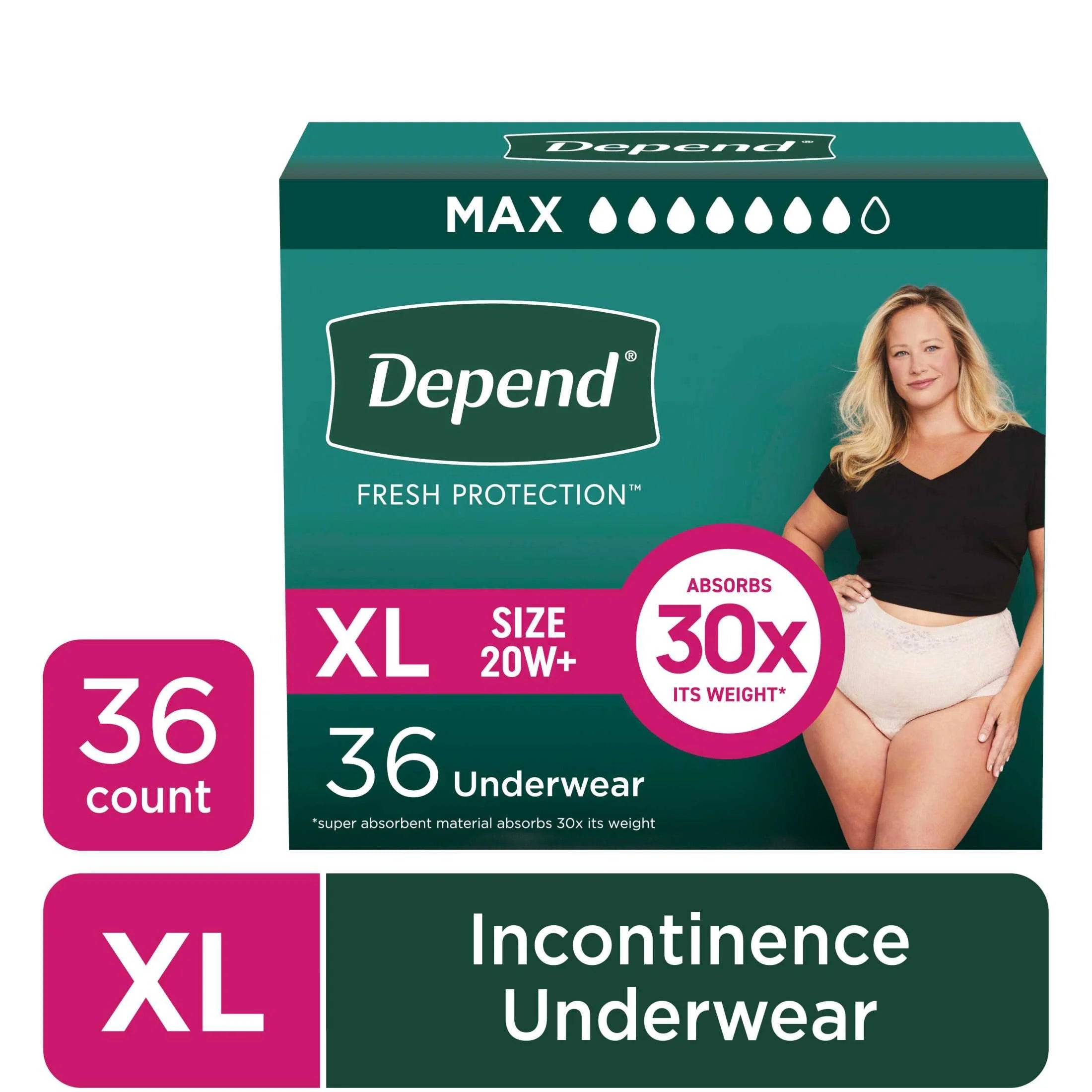 Depend Fresh Protection XL Incontinence Underwear for Women - 36 Count of Ultimate Comfort and Absorbency