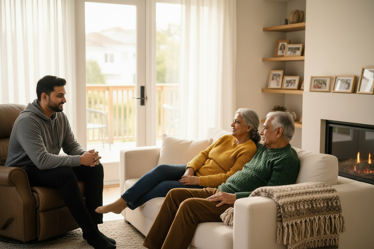 Indian family in loving conversation