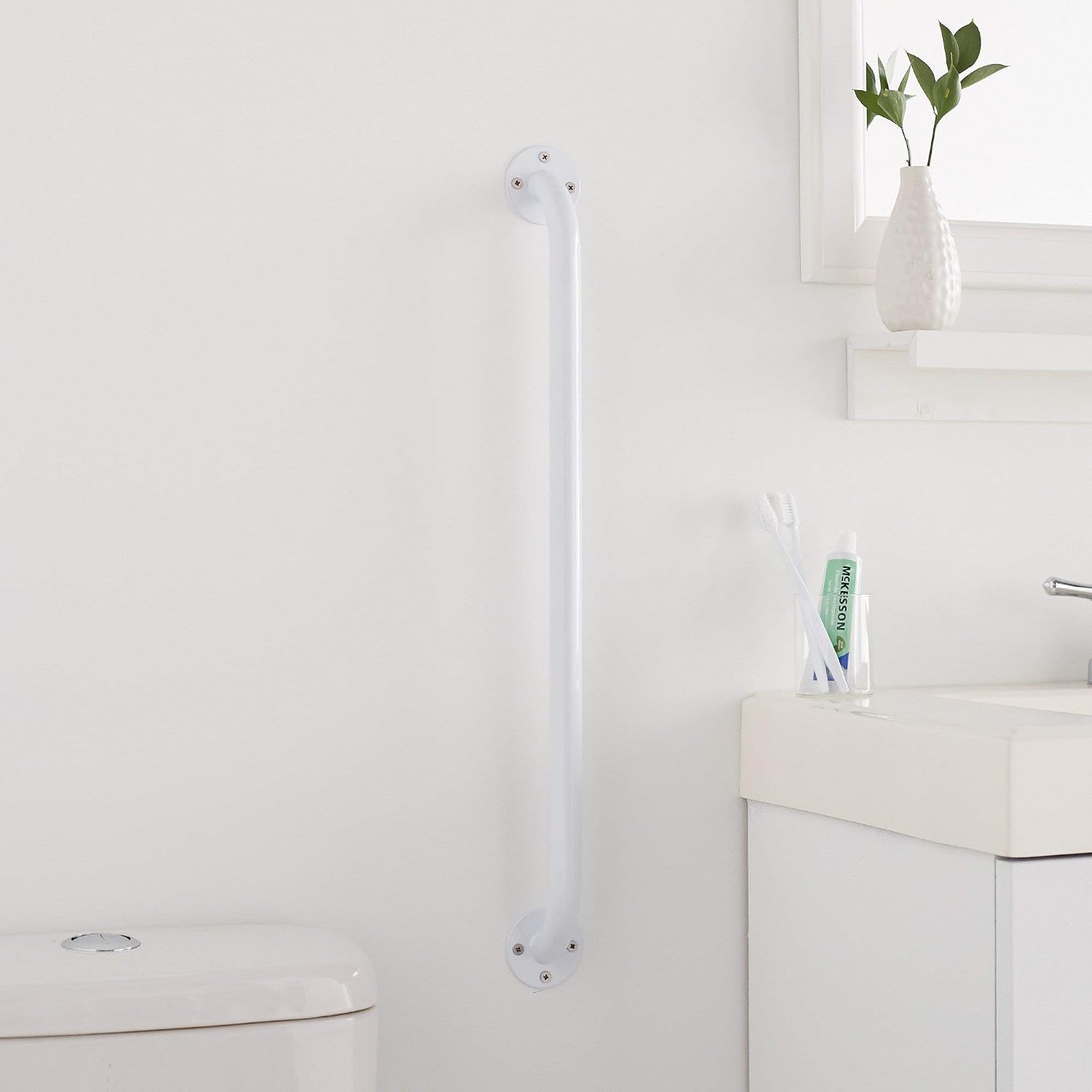 McKesson Wall Grab Bar, White Powder Coated Steel